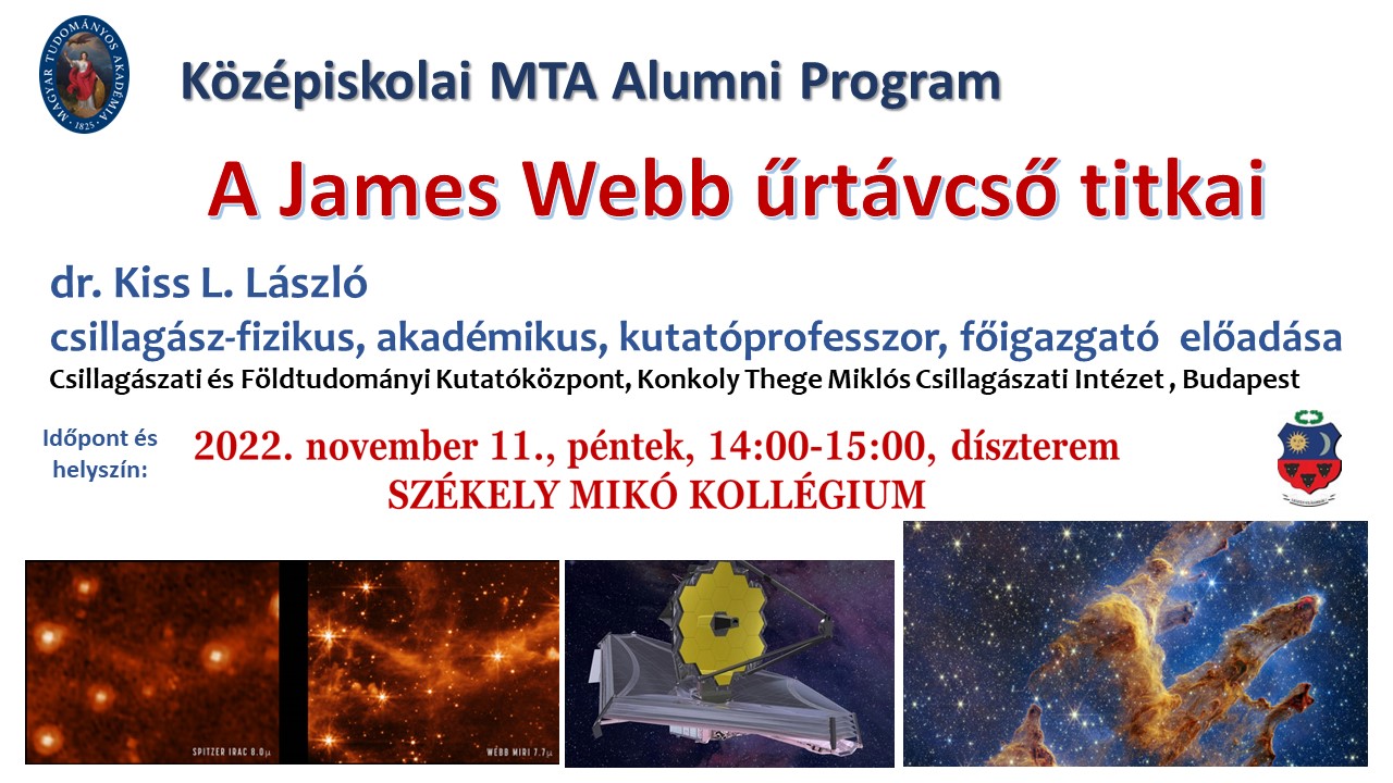 Csillagászati előadás  2022. nov. 11., péntek, 14:00 óra